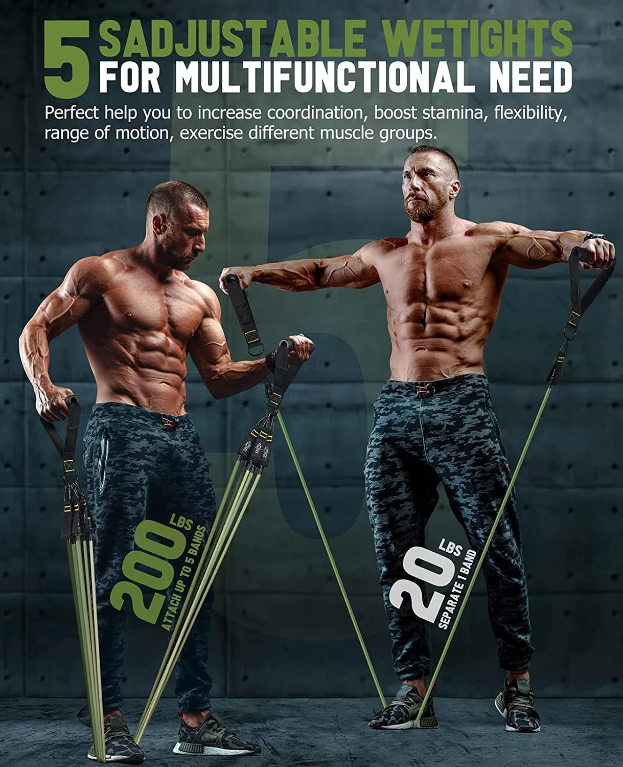 Widerstandsband-Set mit Türanker, Griffen und Zugstange