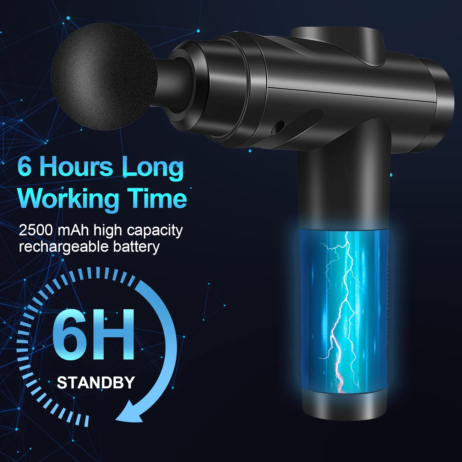 Massagepistole, Muskel Percussion Massagegerät mit 30 Geschwindigkeiten Leise Handmassagegeräte Massage Pistole mit LCD Touchscreen 10 Köpfe Massage Gun für Schulter Körper Rücken Entspannung